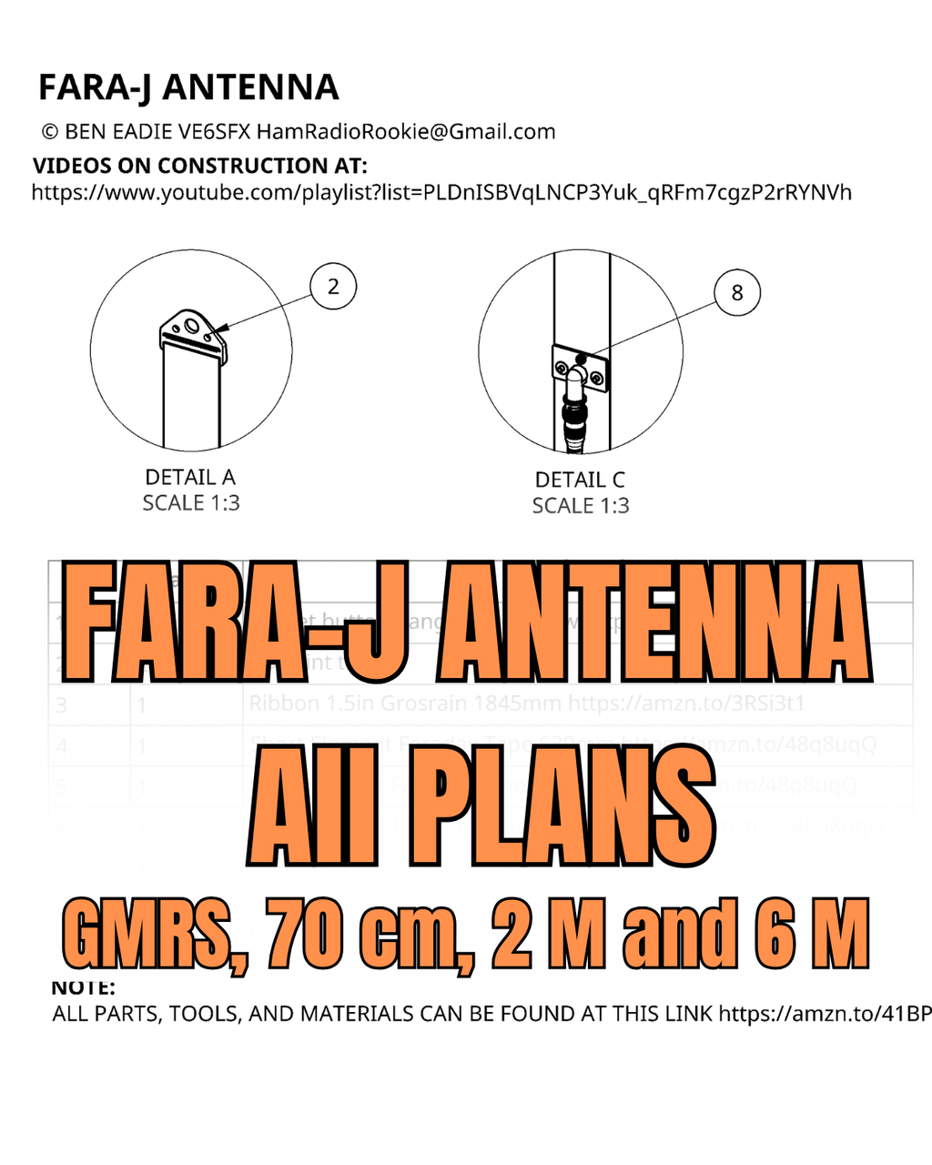 All 4 Fara-J™ Antenna Plans GMRS, 70cm, 2M, and 6M